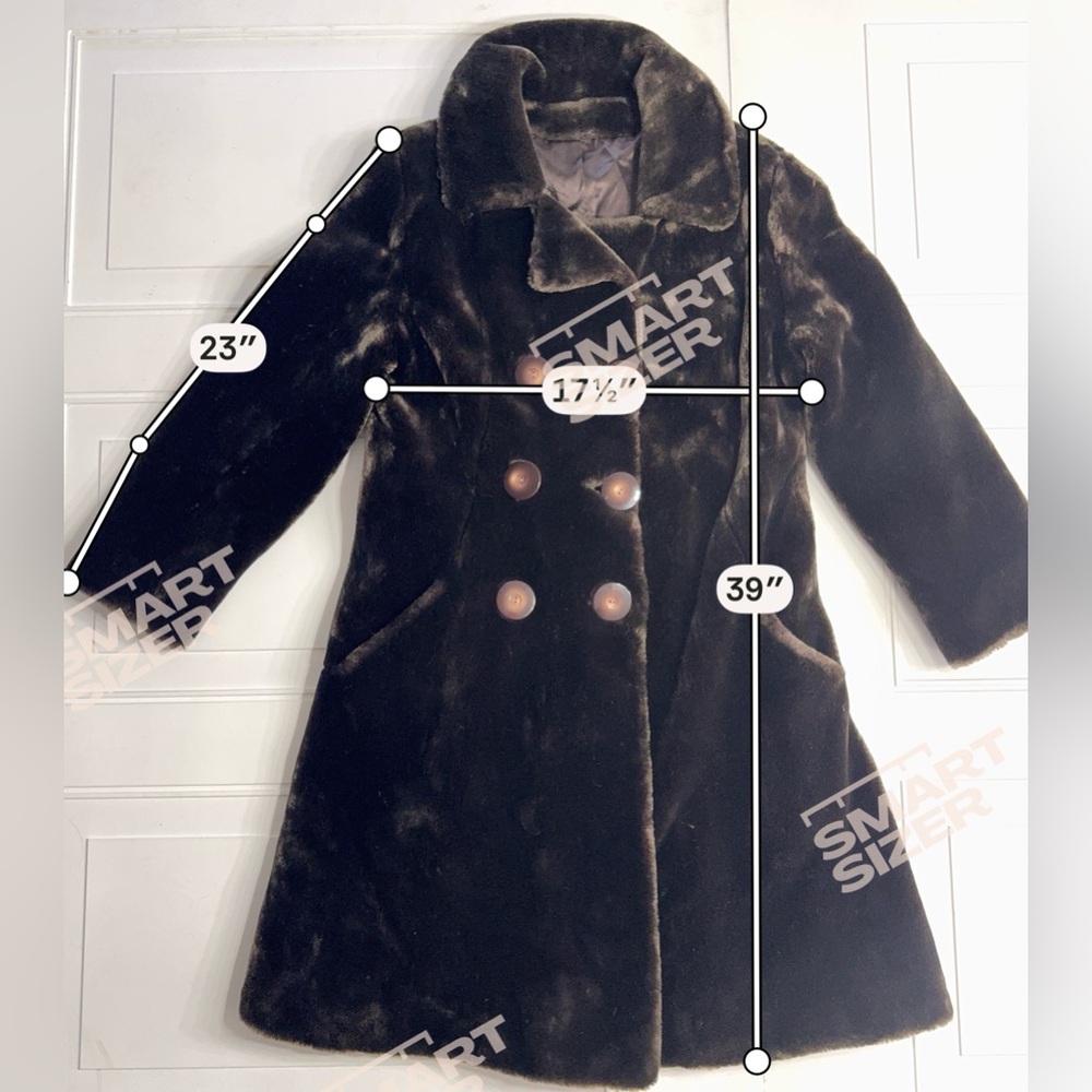 Winkelmans Vintage Woman’s Sz M Brown Faux Fur Sheered Long Trench Coat Jacket - Picture 5 of 6